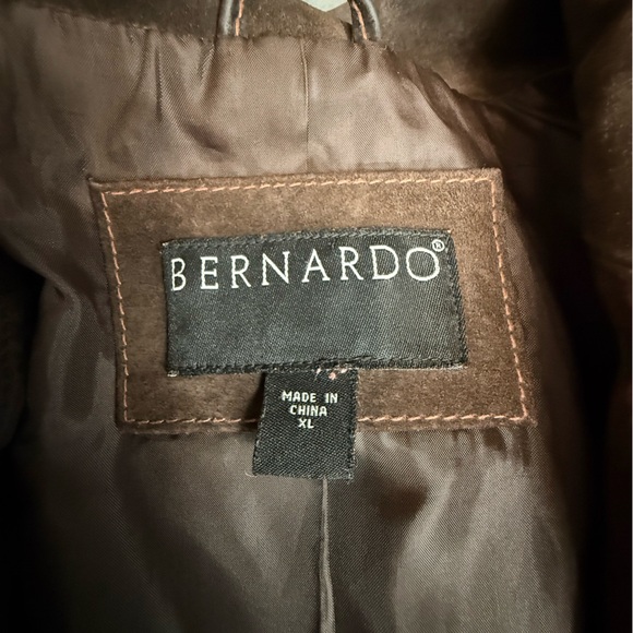 Bernardo Genuine Suede Leather Jacket Brown Zip Front Tailored Classic Luxe, M - Picture 8 of 13